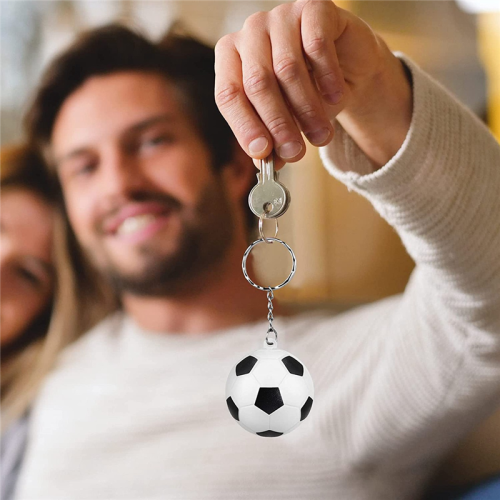 24 Pack White Soccer Keychains,Mini Soccer Stress Ball Keychains 2
