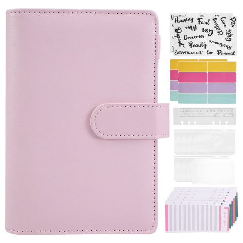 A6 Budget Binder with Zipper Envelopes, Budget Planner Book Pink 1