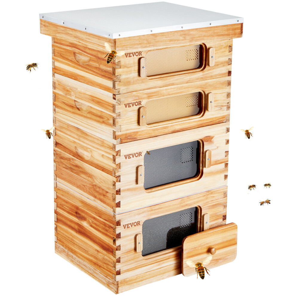 VEVOR Bee Hive Langstroth Kit 20 Deep & 20 Medium Frames with Acrylic