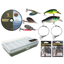 Roddarch Pike Fishing Spinning Tackle Box Set Including Traces Spinners Plugs Swivels Line Lures
