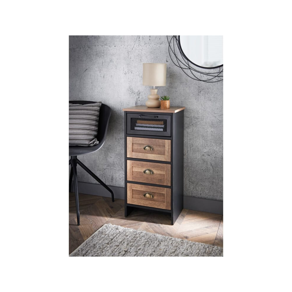 Dark Wood Coberg 4 Drawer Chest Elevate your bedroom storage solution