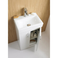 Nuie Mayford 450mm Floor Standing Basin Unit Gloss White With Tap & Waste
