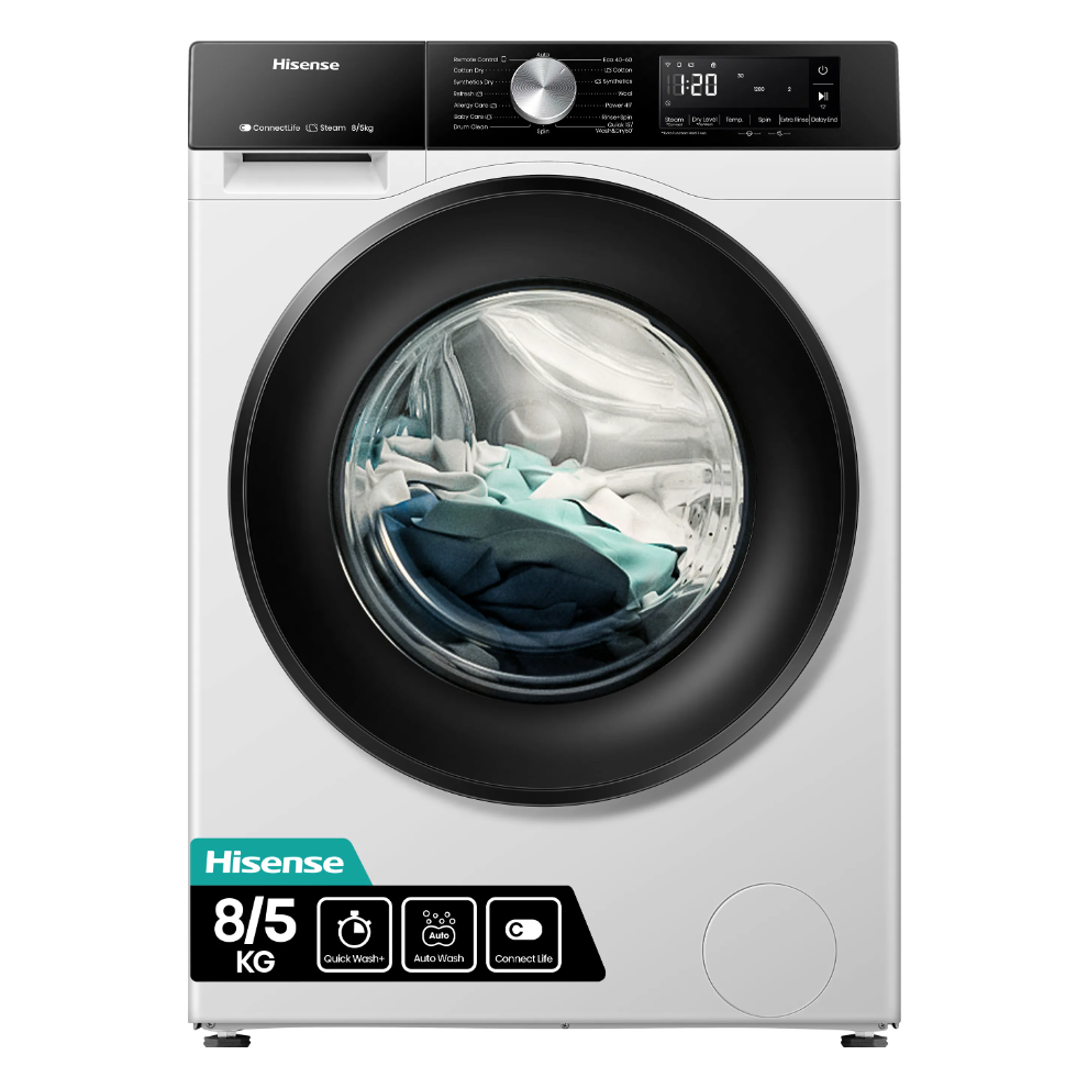 Hisense 3S Series 8Kg / 5Kg Washer Dryer - White - D Rated