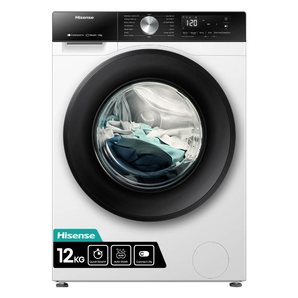 Hisense 3S Series WF3S1243BW3 12kg Washing Machine with 1400 rpm - White - A Rated