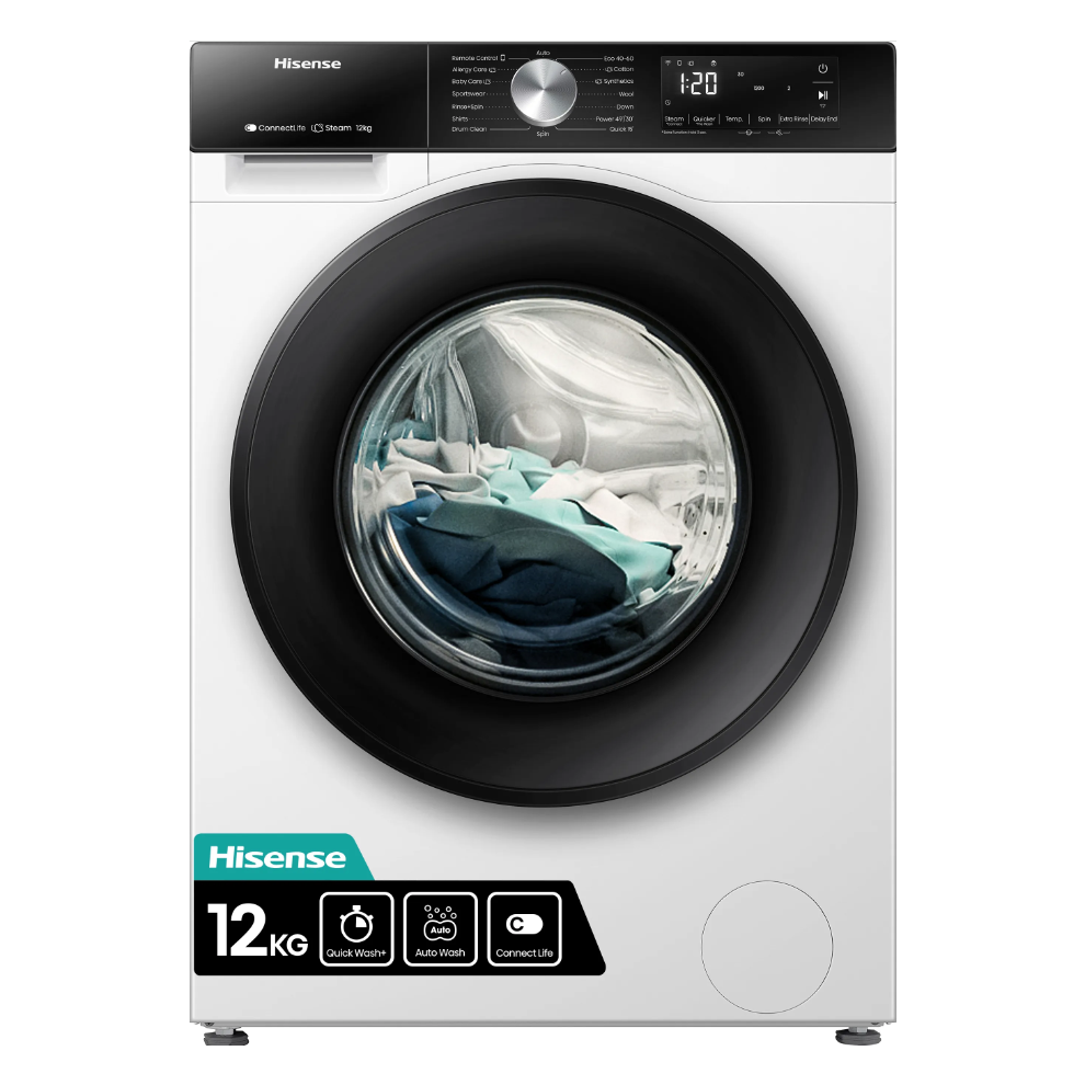 Hisense 3S Series Wf3s1243bw3 12Kg Washing Machine With 1400 Rpm - A Rated White