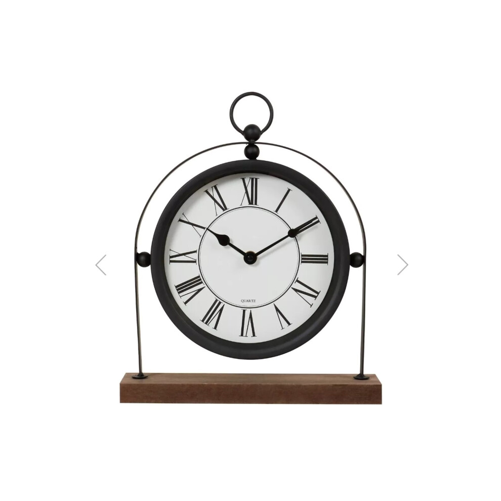 Classical Free Standing Wooden Mantle Clock With Roman Numerals H26cm