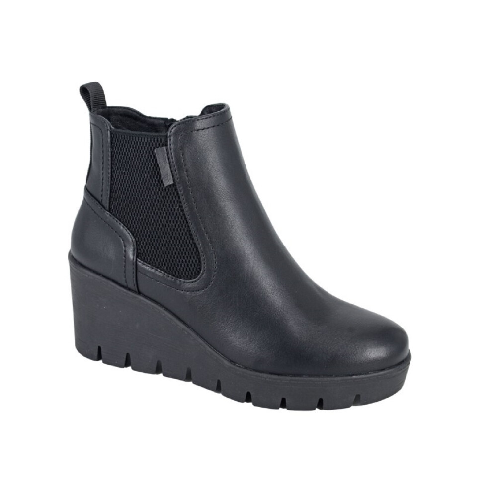 (UK Size 5) Cipriata ANNINA Ladies Memory Foam Inside Zip Gusset Wedge Heel Ankle Boots