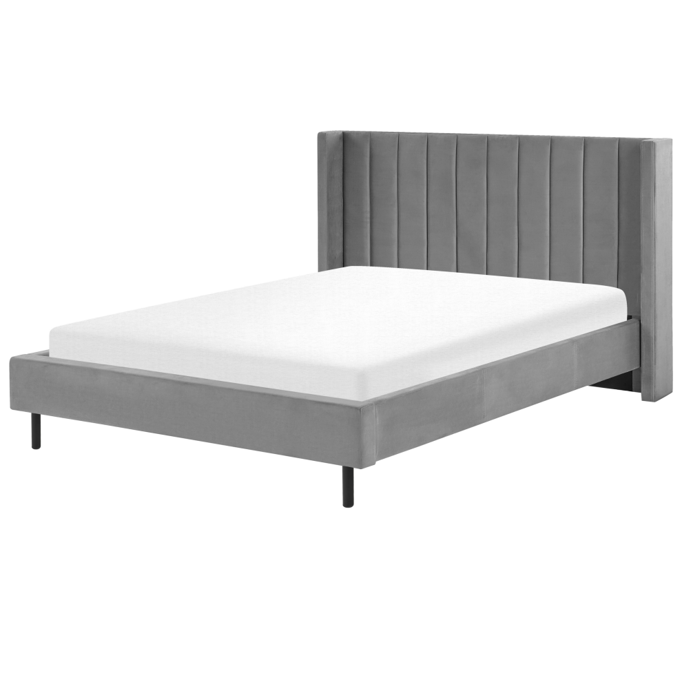Bed Velvet VILLETTE 160 x 200 cm (EU King Size) Grey