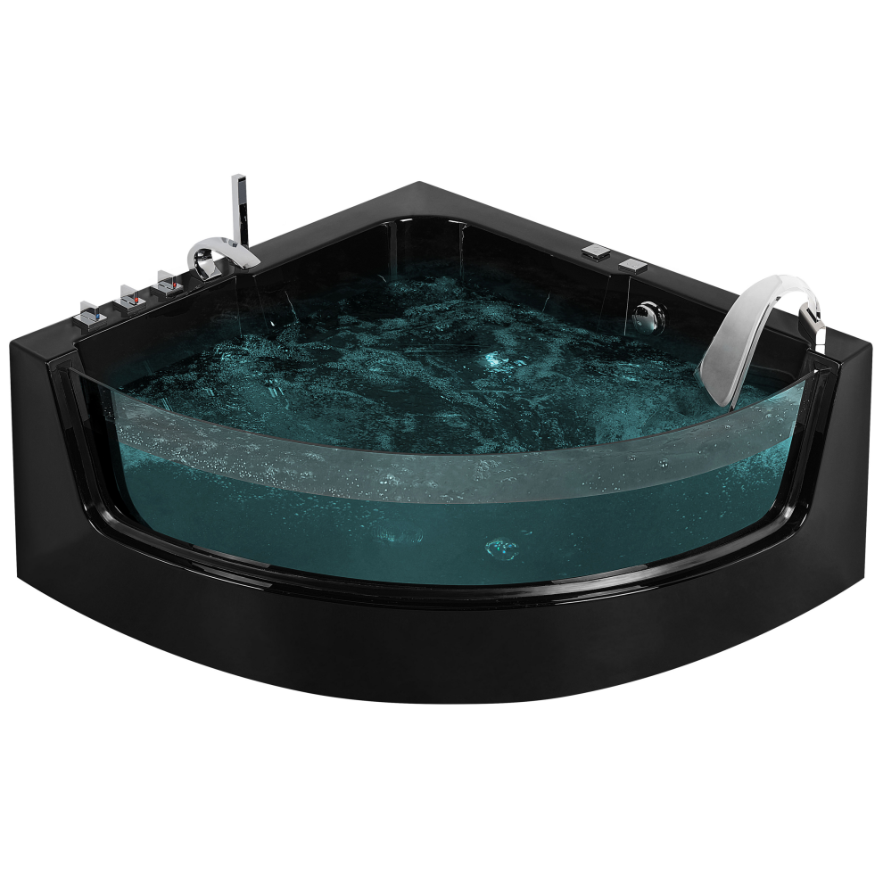 Hot Tub Bath with LED 1900 x 1350 mm Black MARINA