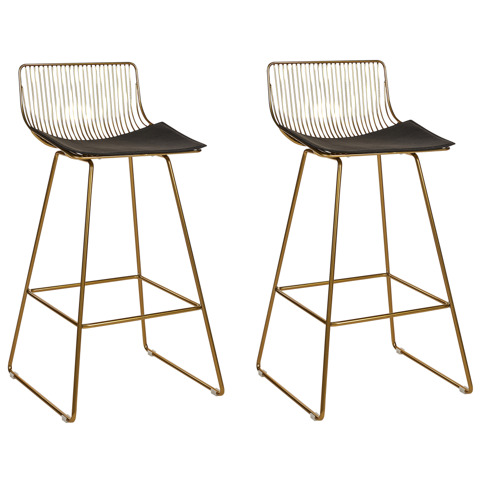 Set of 2 Bar Chairs FREDONIA Metal Gold