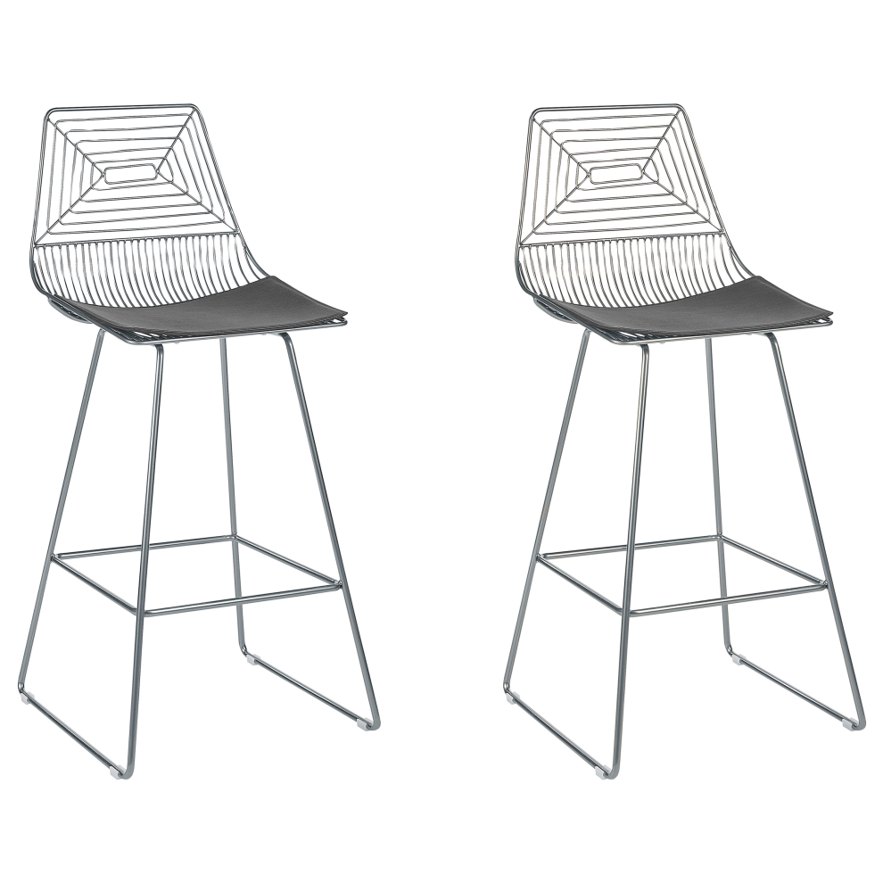 Set of 2 Bar Chairs BISBEE Metal Silver