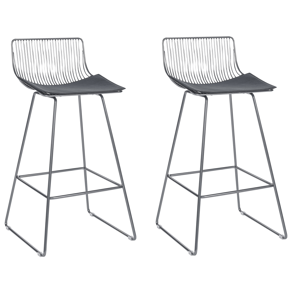 Set of 2 Bar Chairs FREDONIA Metal Silver