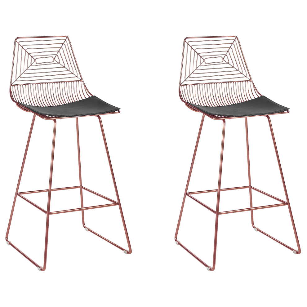 Set of 2 Bar Chairs BISBEE Metal Rose Gold