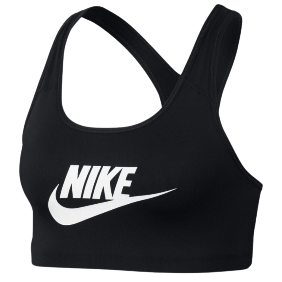 (S) Nike Swoosh Logo Black Training  Sports Bra