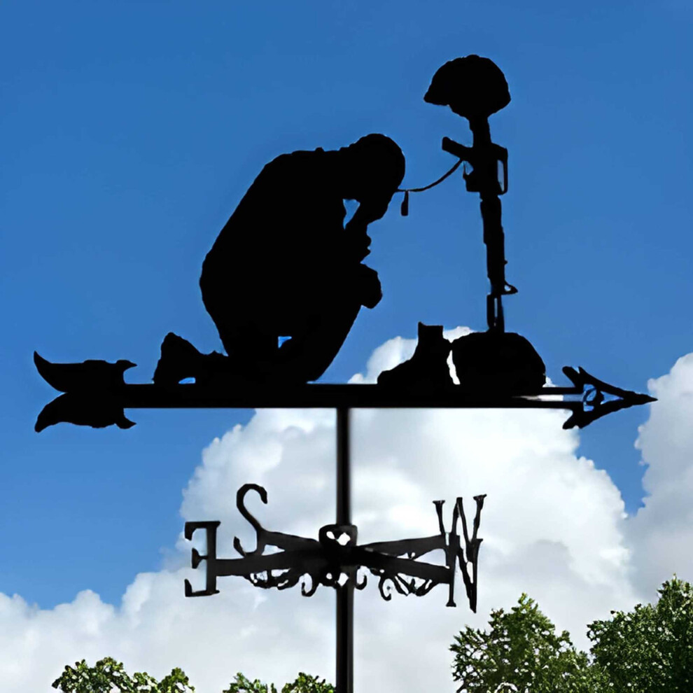 Skesrjtop (Soldier) Halloween Knight Weathervane: Metal Skeleton Holiday Outdoor Decor For Yard, Garden, And Festive Atmosphere