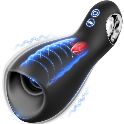 Masturbator Male Sex Toys, Male Mastuabors Toys with 5x10-Mode Tongue Licking&Vibrating for Enhanced Training Sex Toys