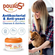 DOUXO S3 PYO Antibacterial and Antifungal Dog Cat (Wipes) Veterinary Recommended Clinically Proven Hypoallergenic Fragrance Skincare Selection 30 pads