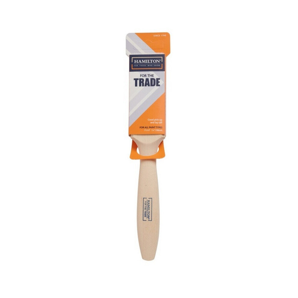 (1.5in, Orange/White) Hamilton For The Trade Flat Paint Brush