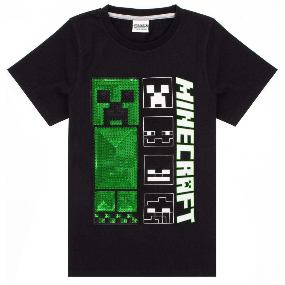 (10-11 Years, Black/Green/Grey) Minecraft Boys Short Pyjama Set