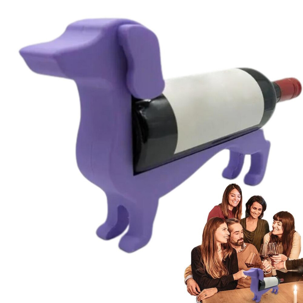 (PURPLE) Dachshund Wine Rack Holder Storage Organizer Wine Stand Desk Decor Dachshund Wine Organizer Counter Wine Rack Home Decoration-image-OPC-PF7PF8V-NEW