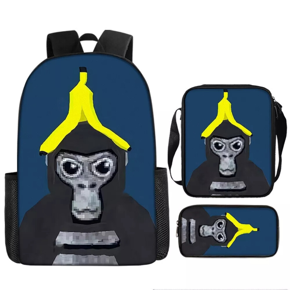 (02-3Pcs Set) Kids Gorilla Tag Backpack School Book Bag Rucksack Lunch Bag Pencil Case Gift UK