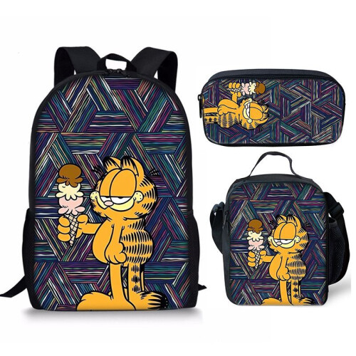 (Style 03) 3PCS Garfield Kids Backpack Student Shoulder Bags