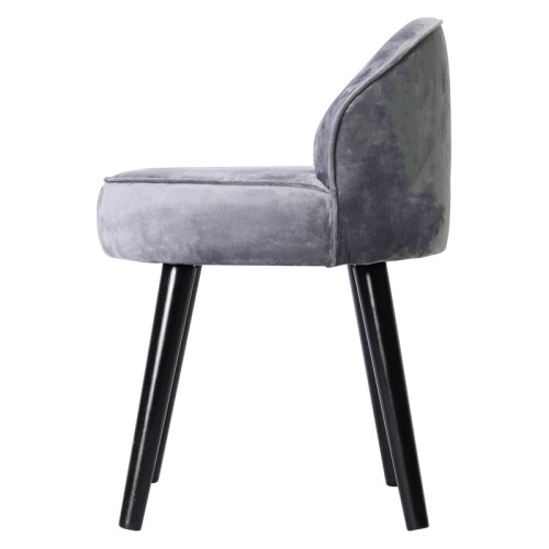 Living And Home Modern Velvet Dressing Table Stool with Black Rubberwood Legs 2