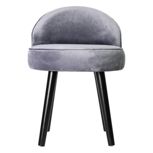 Living And Home Modern Velvet Dressing Table Stool with Black Rubberwood Legs 1