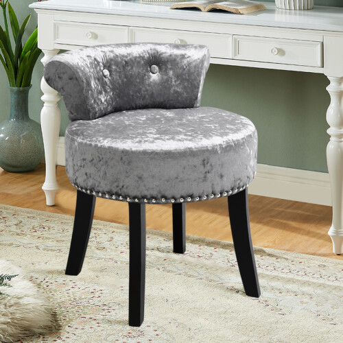 Living And Home Ice Velvet Upholstery Make Up Chair Dressing Footstool 1