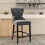 Living And Home Velvet Counter Height Upholstered Bar Stool, Dark Grey 1