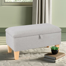 (Light Grey) Footstool Storage Box Unit Bench Chair Ottoman Pouffe Seat Foot Rest Stool