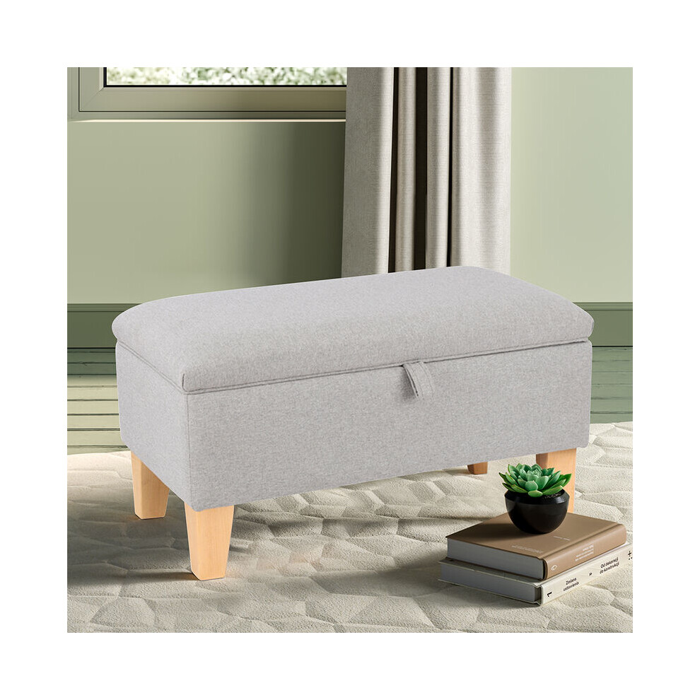 (Light Grey) Footstool Storage Box Unit Bench Chair Ottoman Pouffe Seat Foot Rest Stool