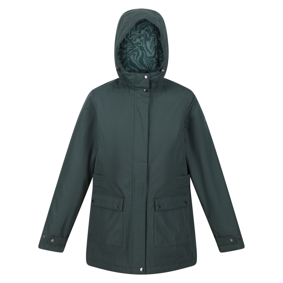 (12 UK, Darkest Spruce) Regatta Womens/Ladies Brenlyn Zebra Print Waterproof Jacket