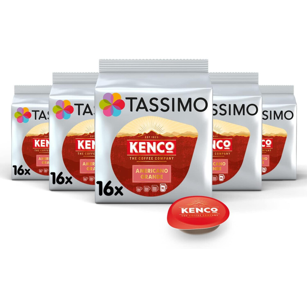 Tassimo Pack of 5 Kenco Americano Grande XL Coffee Pods x16 Total 80 Drinks