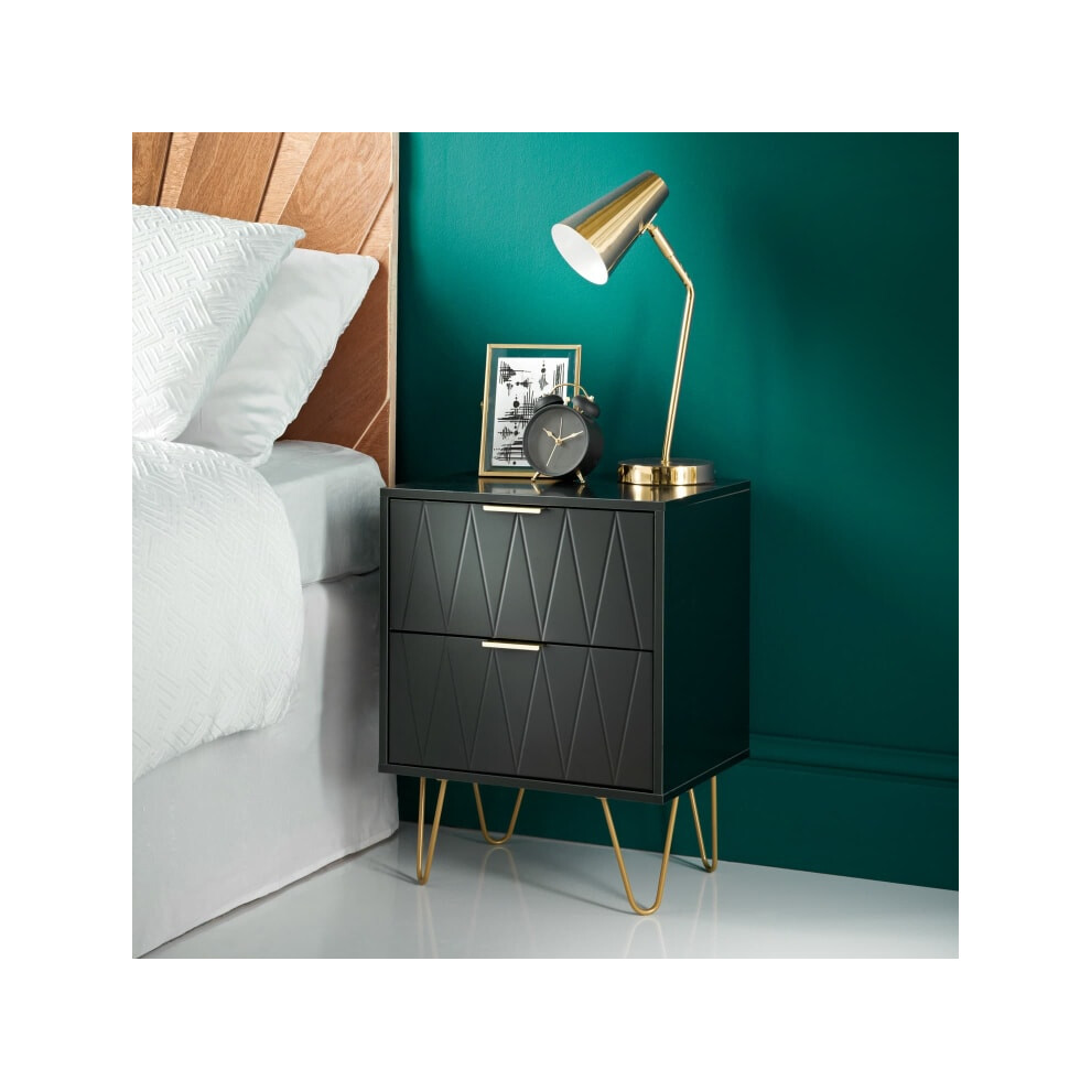 Loft 2 Drawer Bedside Table Complement Any Home Decor Dcheme - Black