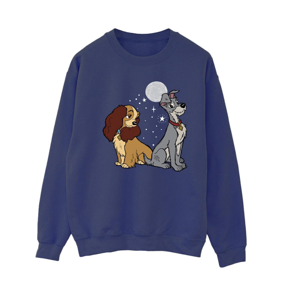 (XL, Navy Blue) Disney Womens/Ladies Lady And The Tramp Moon Sweatshirt