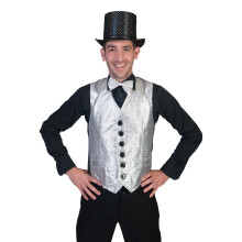(42/44" chest) Silver Glitter Cabaret Waistcoat