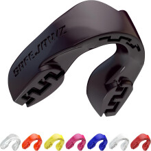 SAFEJAWZ Mouthguard Slim Fit Adults & Junior Gum Shield with Case Boxing MMA Rugby Martial Arts Judo Karate Hockey Adult 12+Years Black