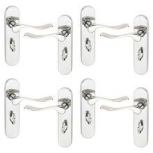 (Polished Nickel Bathroom, 4 Sets) Urfic Berkshire Metal Lever Latch Door Handle Set