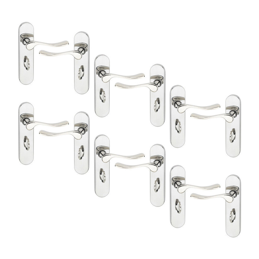 (Polished Nickel Bathroom, 6 Sets) Urfic Berkshire Metal Lever Latch Door Handle Set