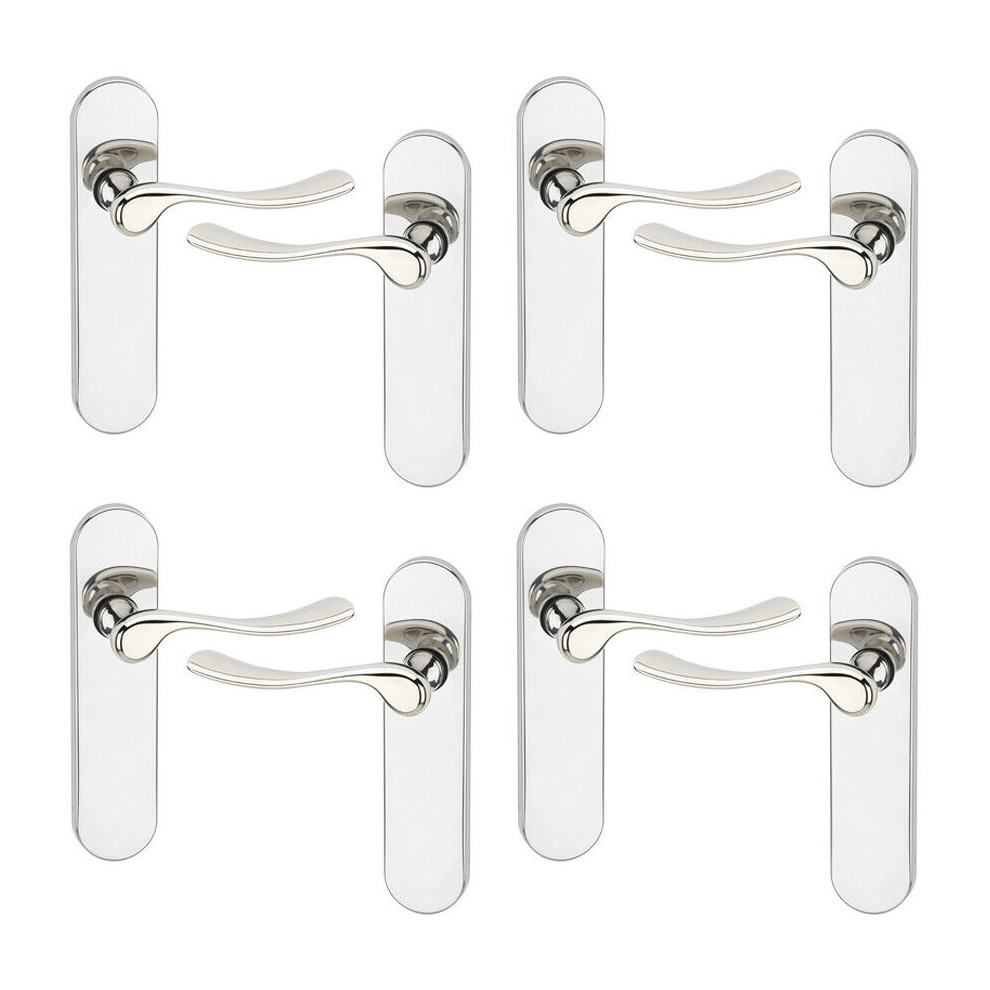 (Polished Nickel Plain, 4 Sets) Urfic Berkshire Metal Lever Latch Door Handle Set