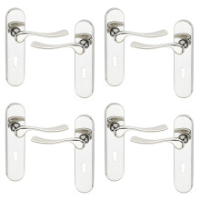(Polished Nickel Keyhole, 4 Sets) Urfic Berkshire Metal Lever Latch Door Handle Set