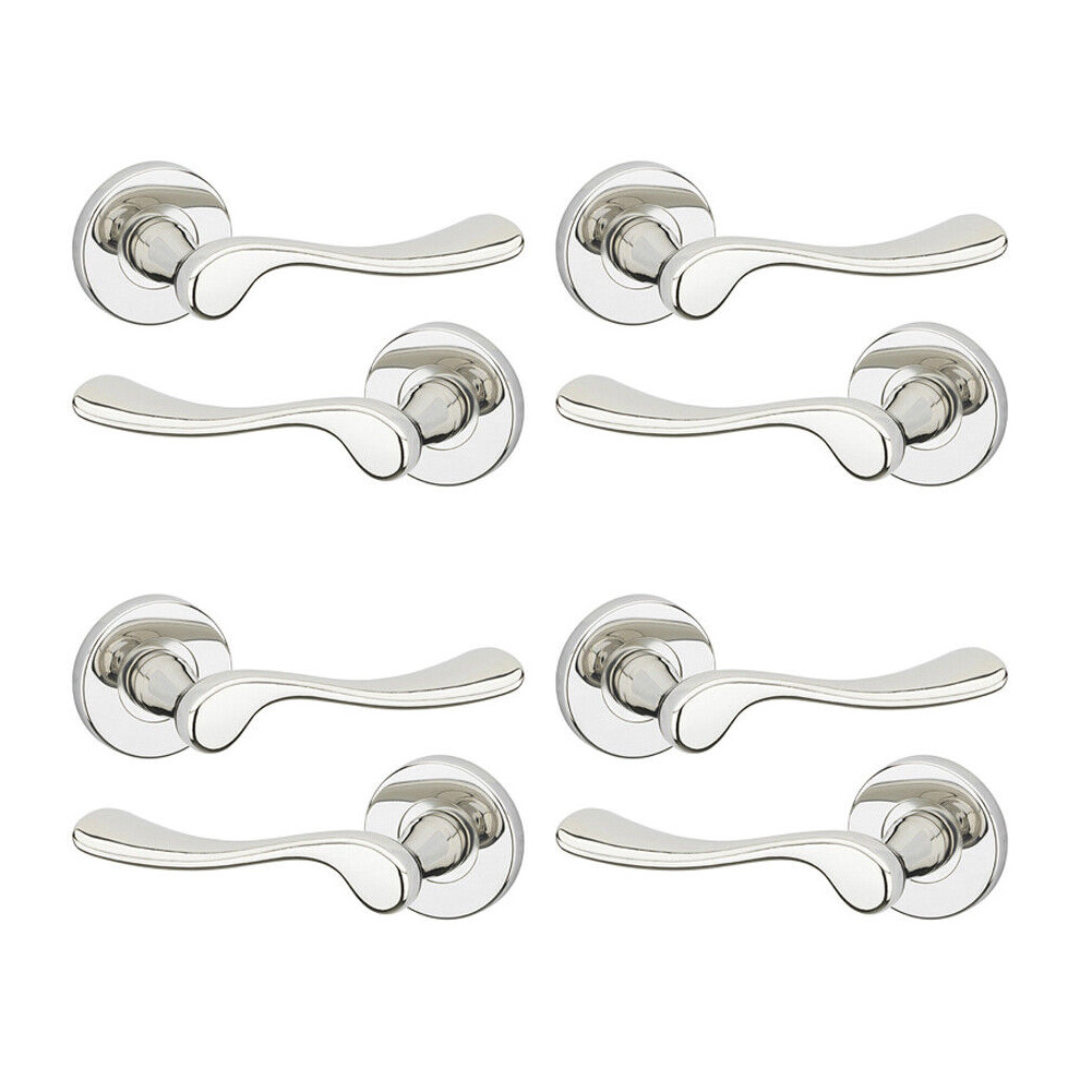 (Polished Nickel Rose, 4 Sets) Urfic Berkshire Metal Lever Latch Door Handle Set