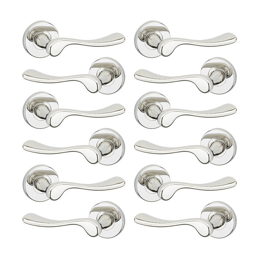 (Polished Nickel Rose, 6 Sets) Urfic Berkshire Metal Lever Latch Door Handle Set