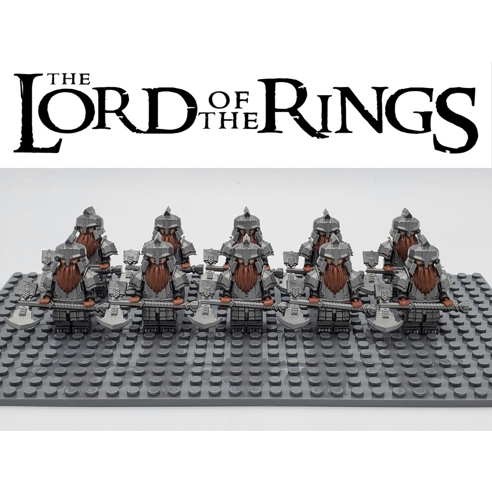 LOTR Dwarf Heavy Axe Infantry Army 10 Minifigures Set