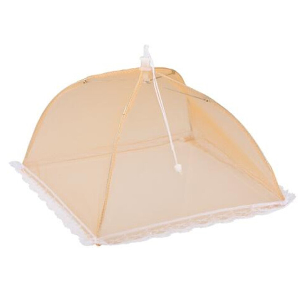 (Orange) Pop Up Food Cover Protector Mesh Net Umbrella Collapsible Cover Party BBQ Picnic