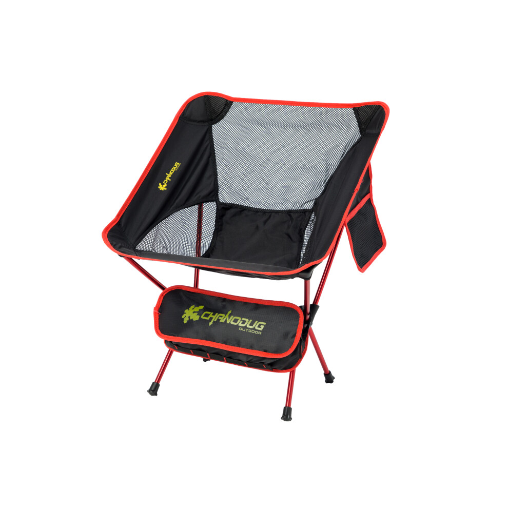 (Red) Lightweight Camping Chairs with Pocket & Carry Bag