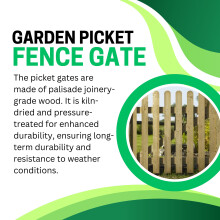 Round Top Outdoor Picket Garden Gates, Wooden Picket Fence Panels Gate (90x90cm)