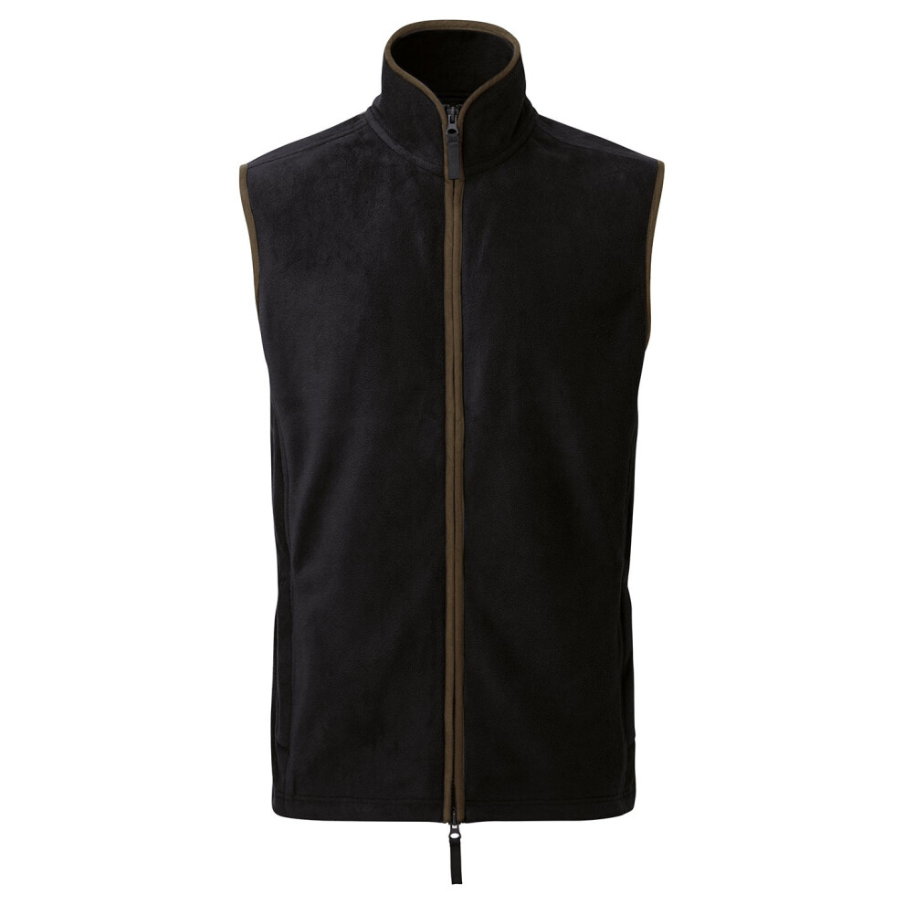 (L, Black/Brown) Premier Mens Artisan Fleece Gilet