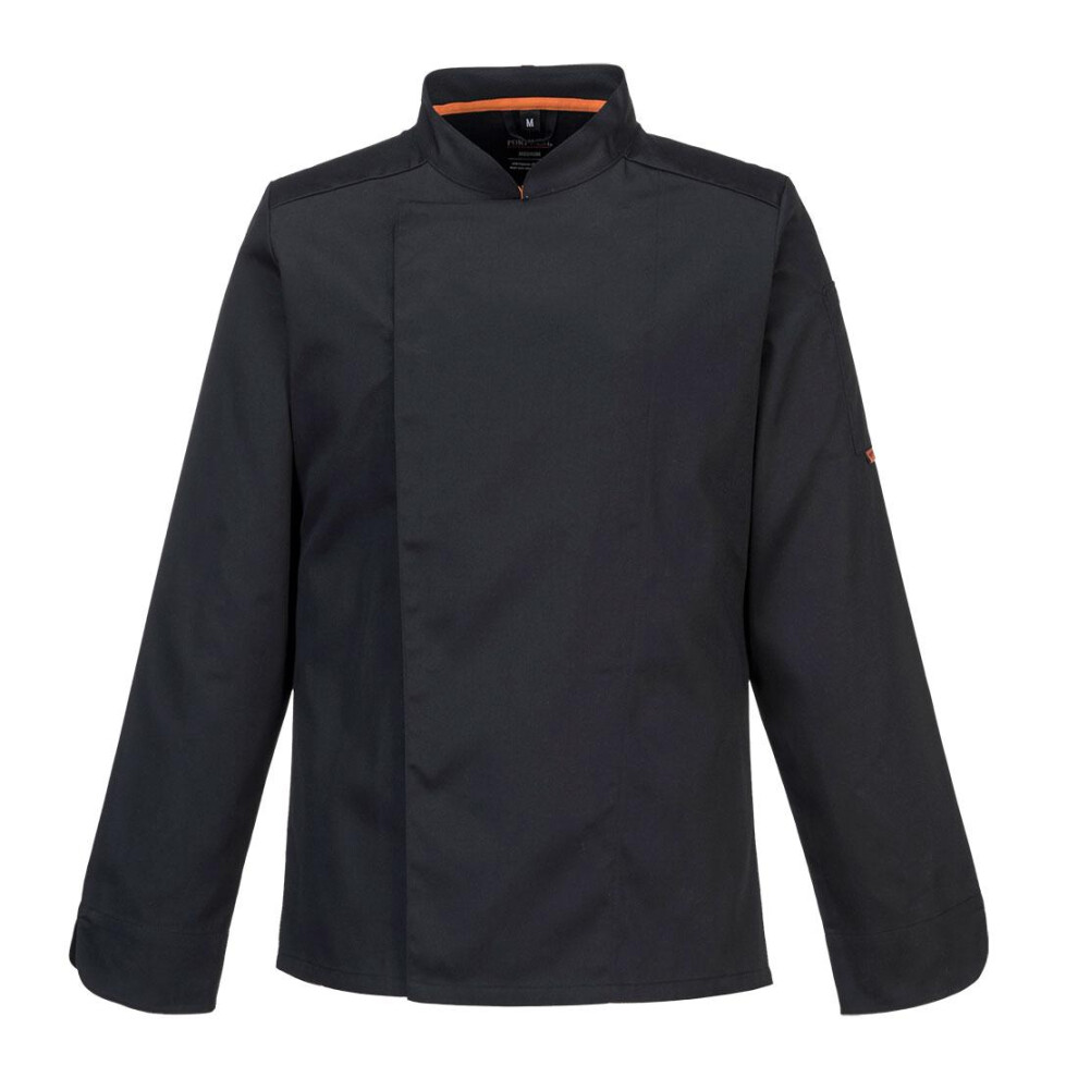 (M, Black) Portwest Mens Pro Air-Mesh Long-Sleeved Chef Jacket